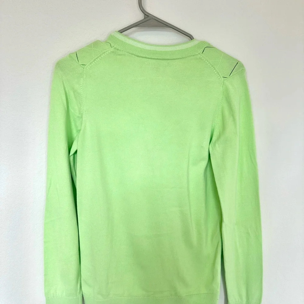 Tommy Hilfiger Women’s Lime Green Golf Long Sleeve Sweater Top Small - Picture 2 of 3